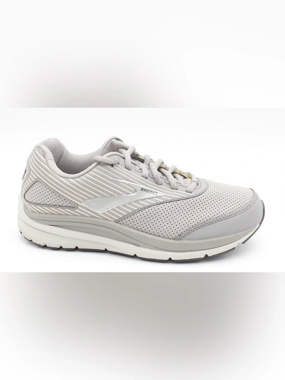 Brooks Women's Pale Gray Perforated Walking Sneakers - Picture 9 of 10